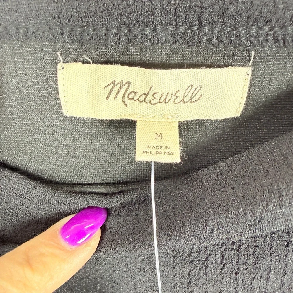 Madewell Womens Black Square Neck Puff Sleeve Crepe Top Size Med Minimalist Goth